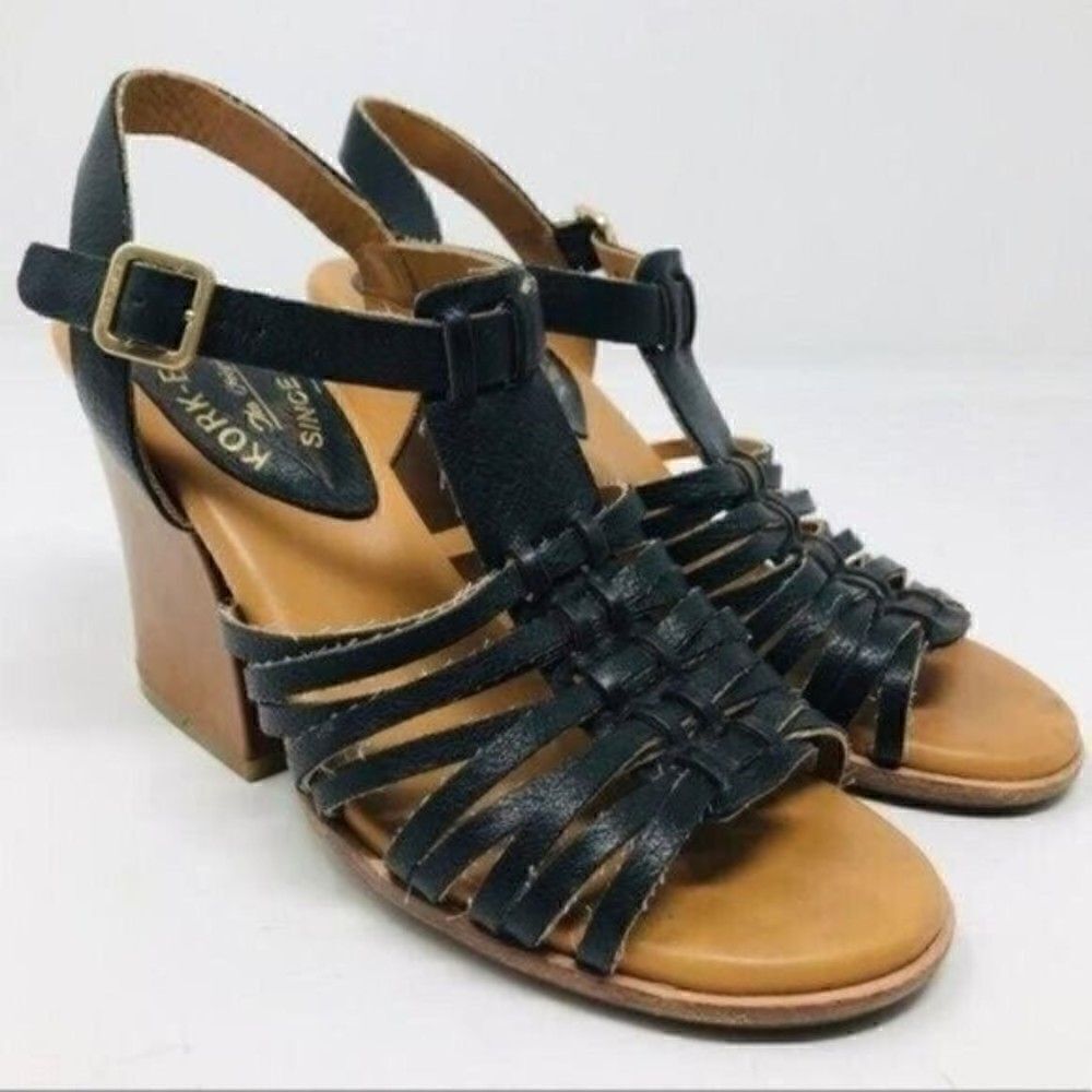 Kork ease Womans black heeled wedged sandal US7 EU38 BoxQ